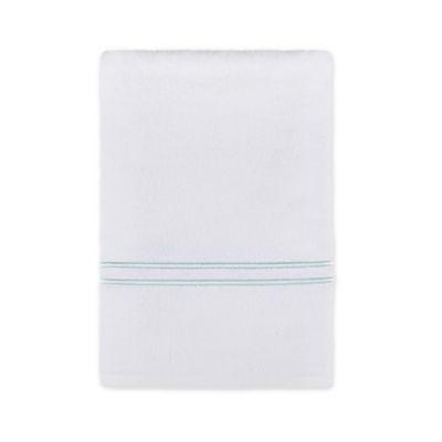 Wamsutta® Classic Turkish Embroidered Bath Towel in White/Seafoam
