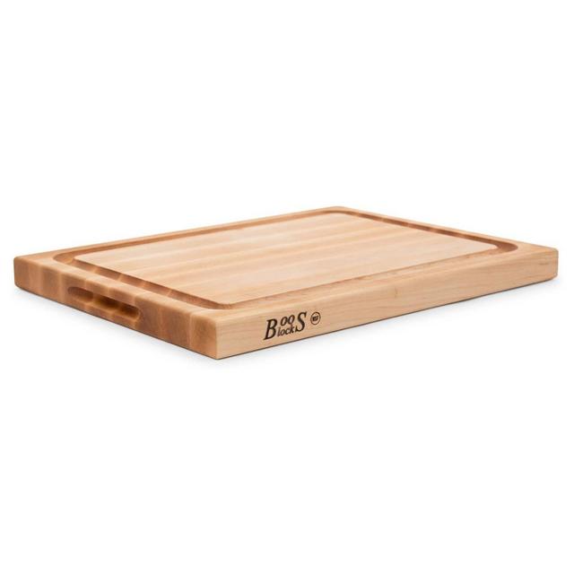 John Boos Maple Wood Cutting Board for Kitchen Prep, 20 x 15 Inches, 1.5 Inches Thick Edge Grain Reversible Charcuterie Boos Block with Juice Groove