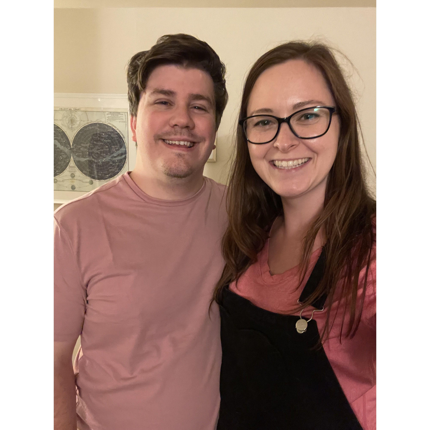 Josiah went out and bought this pink shirt to have something to match Jenna, since she wanted to wear pink while going to see the Barbie movie.