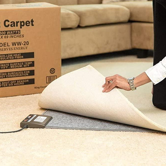 Hot Carpet Woo Warmer Under Rug Radiant Floor Heater Electric Mat Electric Carpet Electric Heated Area Rug Great for Yoga (500 watt 70" x 70 inches)