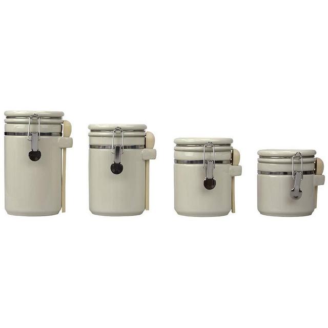 Home Basics CS51199 (Beige) 4PC Ceramic Canister Set W/Spoon