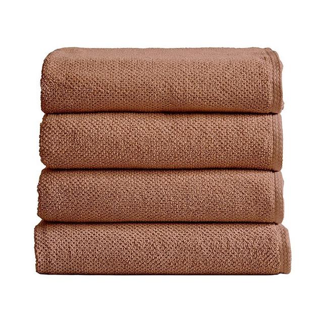 Great Bay Home 100% Cotton Quick-Dry Bath Towel Set (30 x 52 inches) Highly Absorbent, Textured Popcorn Weave Bath Towels. Acacia Collection (Set of 4, Clay)