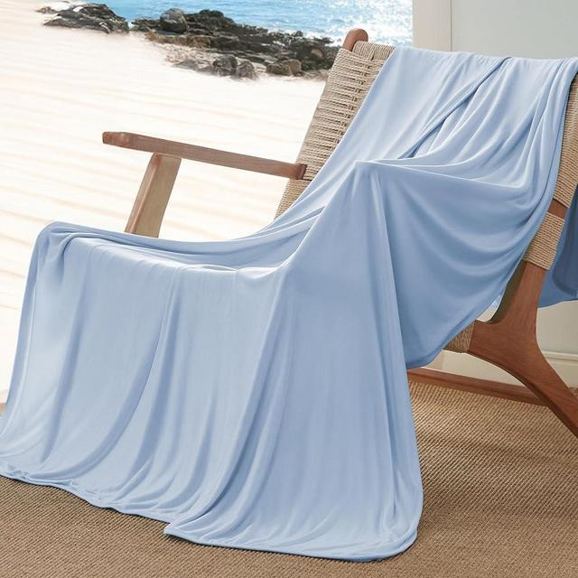 Bedsure Light Blue Cooling Blanket Twin XL for Hot Sleepers - Summer Cold Blanket with Rayon Derived from Bamboo for Twin Size Bed, Ice Cool Cold Lightweight Arc-Chill Thin Summer Bedding, 60x90