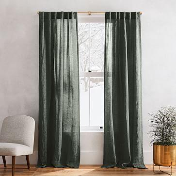 Belgian Flax Linen Melange Curtain - Olive