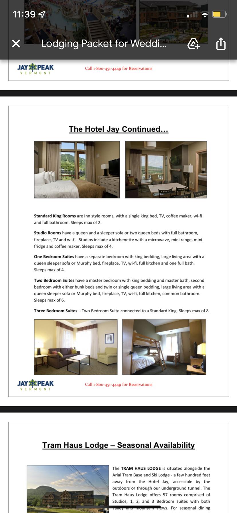 Lodging and booking information: Hotel Jay continued