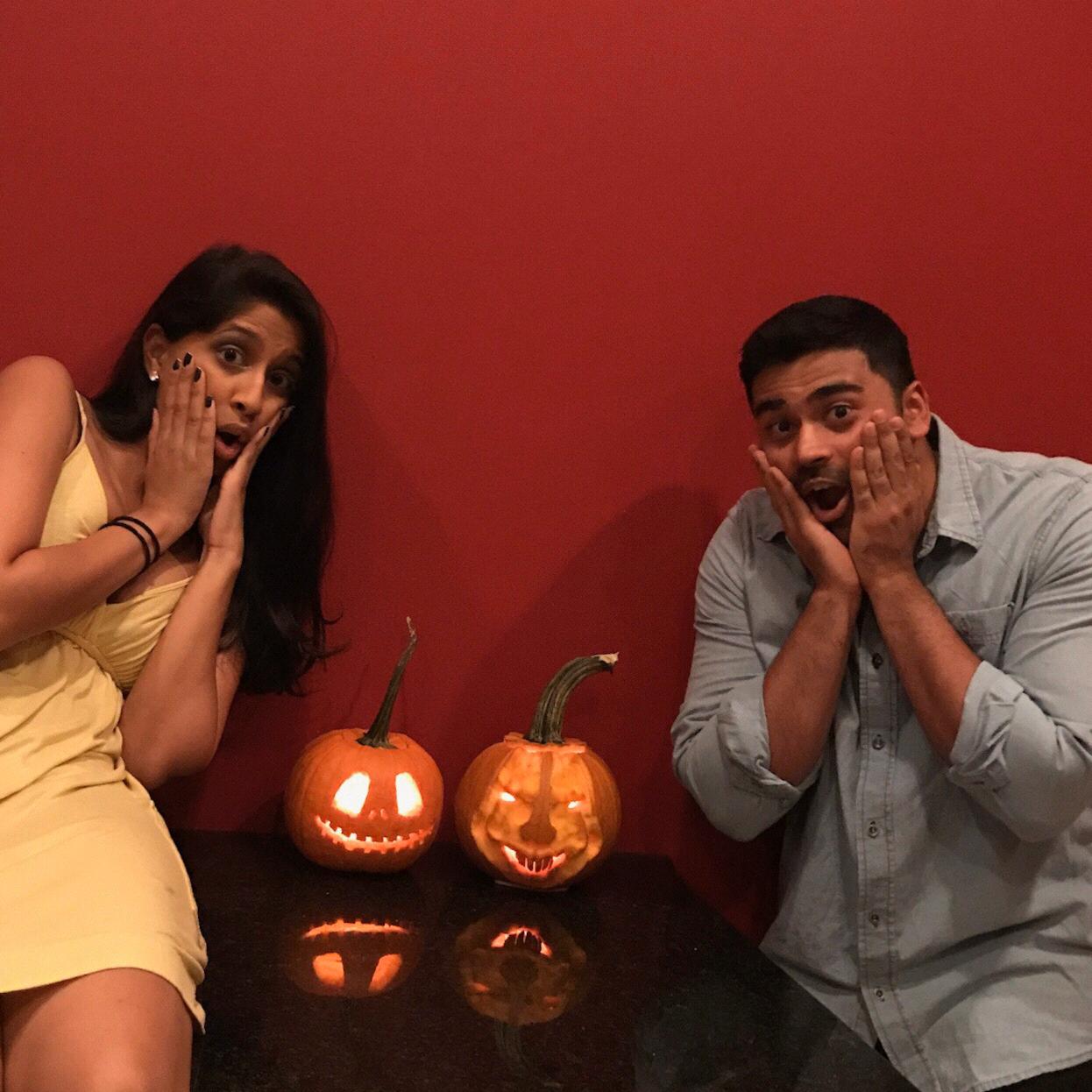 His first pumpkin carving!