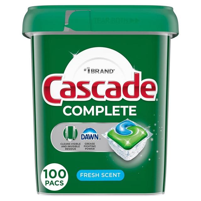 Cascade Complete Dishwasher Pods, Dishwasher Detergent, Dish Detergent Tab Tablets, Fresh, 100 Count
