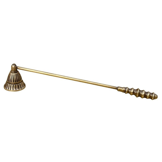 Living Ideas Handmade Solid Brass Candle Snuffer Farmhouse Modern Candle Extinguisher with Long Handle, Antique Brass Candle Snuffer Gift for Candle Lovers Classic Look Gold Wick Candlesnuffers