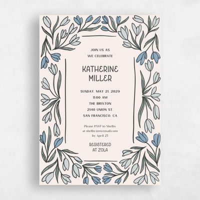 Dusty Blue Wedding Wedding Shower Invitation - Noemi Portrait