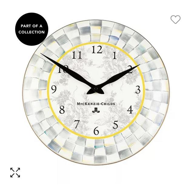 MacKenzie Childs Sterling Check Enamled Wall Clock
