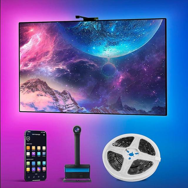 Ailofy Smart TV LED Backlight with Camera, LED Strip Lights for TV 75-85 inch, 16.4ft TV Backlight Sync to Screen& Music, Color Changing Lights for TV Work with Alexa & Google Assistant, App Control