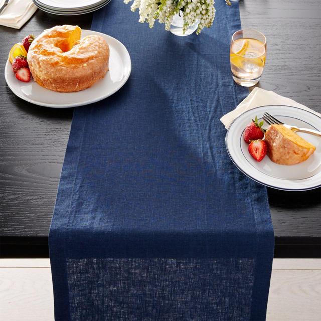 Helena Indigo Blue Linen 90" Table Runner