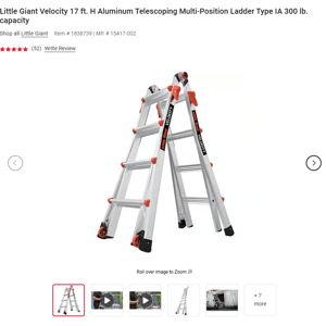 Little Giant Velocity 17 ft. H Aluminum Telescoping Multi-Position Ladder Type IA 300 lb. capacity