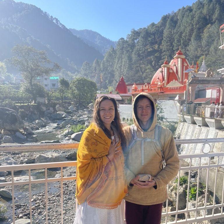 M & W visiting Kainchi Dham, in India