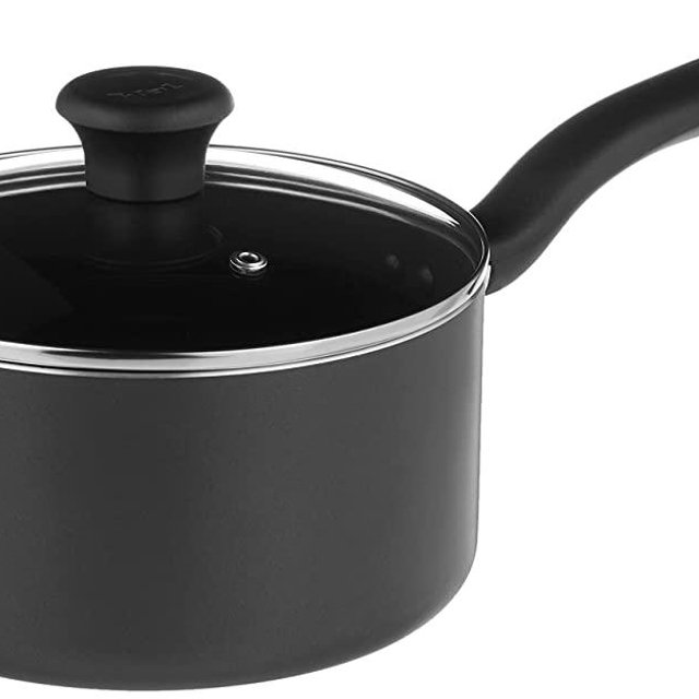 T-fal B16790 Initiatives Nonstick Inside and Out Sauce Pan with Glass Lid Cover Cookware, 3-Quart, Gray