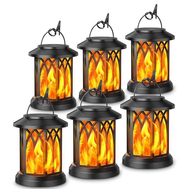 KOOPER 6 Pack Solar Lantern Outdoor Lights, Upgraded Flickering Flame Solar Lanterns Lights Outdoor Waterproof, Hanging Outdoor Solar Lanterns Lights, Solar Powered Lanterns for Yard Garden Decor