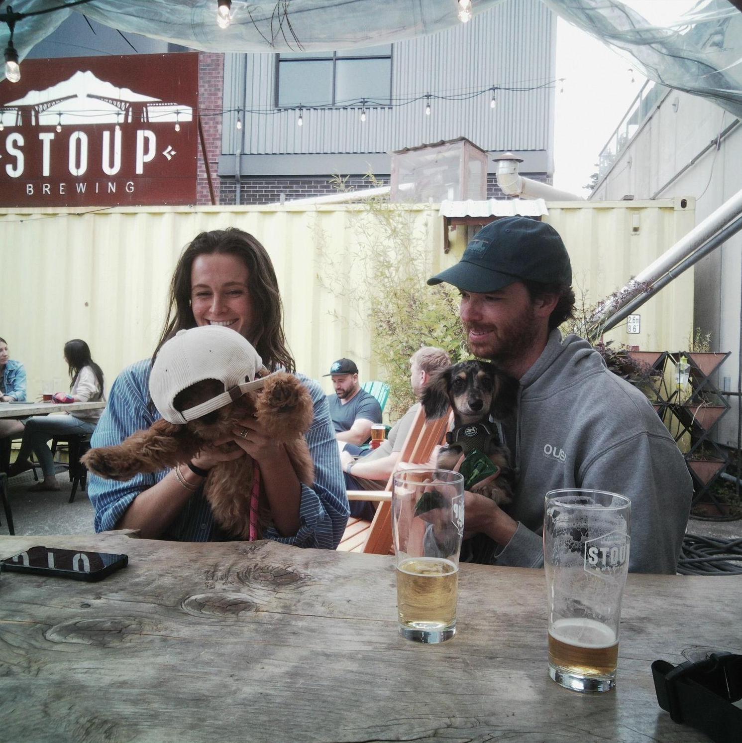 At Stoup Brewing with Tally and Sawyer