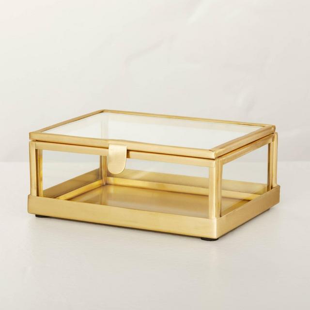 Small Metal & Glass Trinket Box Brass Finish - Hearth & Hand™ with Magnolia