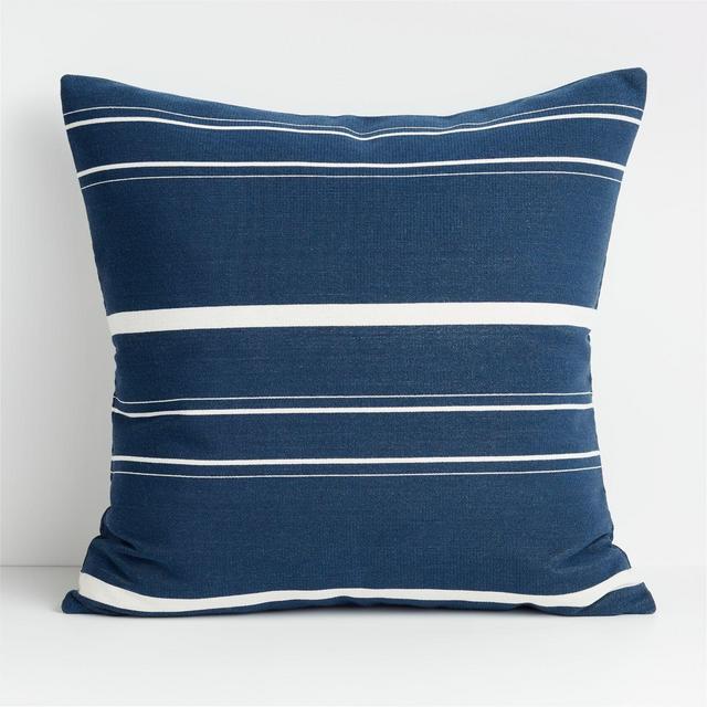Lilane 23" Blue and White Pillow with Down-Alternative Insert
