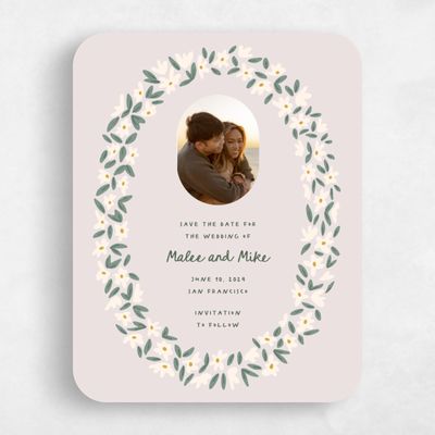 Pink Rounded Wedding Save the Date - Marguerite Photo