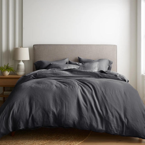 European Linen Duvet Cover Set in Charcoal