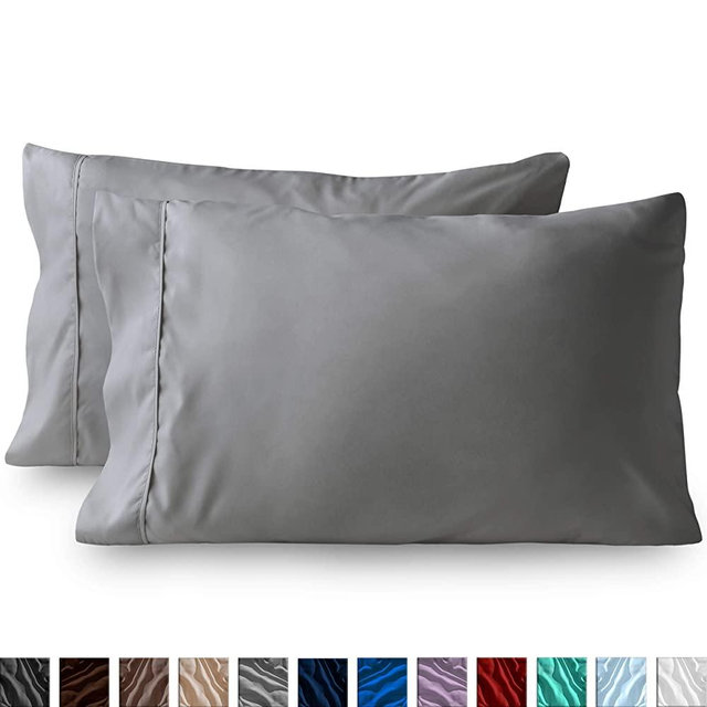 Bare Home Premium 1800 Ultra-Soft Kids Microfiber Pillowcase Set - Double Brushed - Hypoallergenic - Wrinkle Resistant (Standard Pillowcase Set of 2, Light Grey)