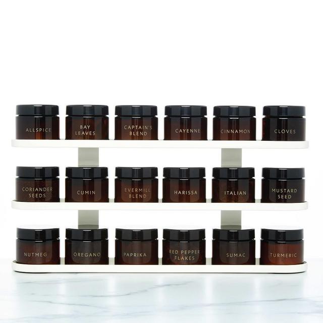 Evermill Complete Countertop Spice Rack with Spices, White