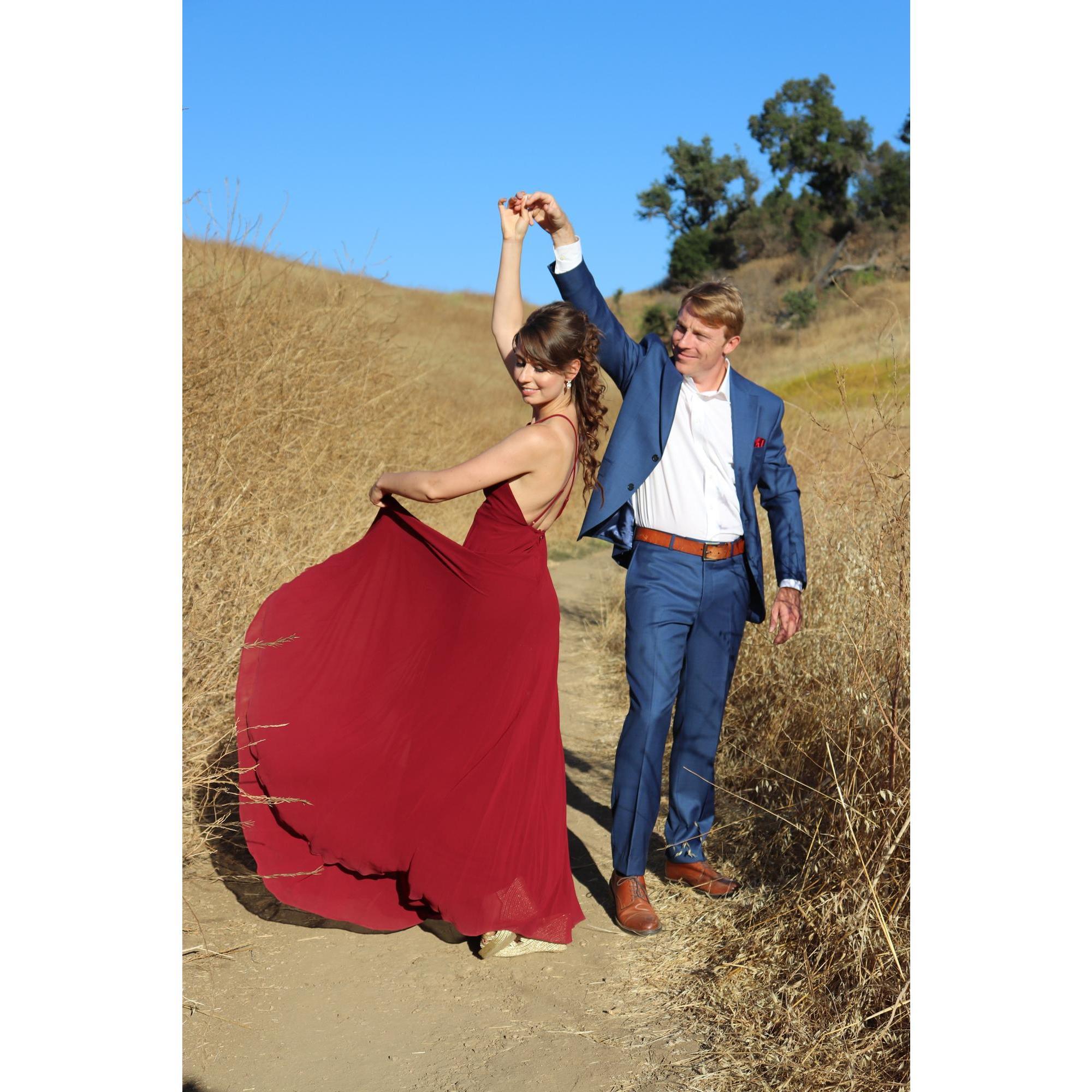 We are both big fans of dancing. We like to make up weird, funky dance moves on our own, together or with any of our friends. Can't wait to dance with everyone at the wedding!