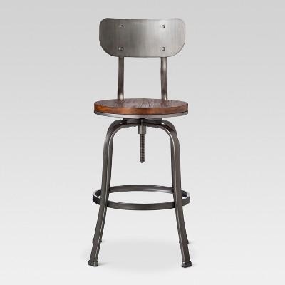 29" Dakota Backed Adjustable Barstool Pewter - Threshold™