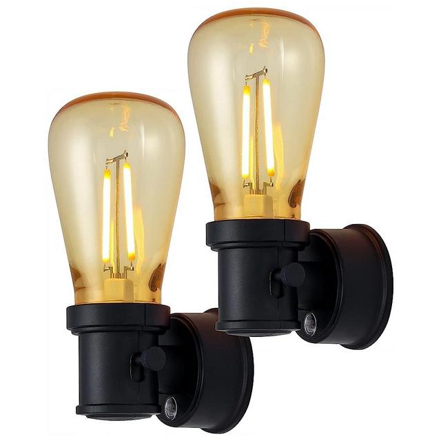GE Vintage LED Night Light, Plug-In, Dusk-to-Dawn, Farmhouse, Rustic, Home Décor, Bright Select, UL-Certified, Ideal Nightlight for Bedroom, Bathroom, Kitchen, Hallway, Black, 2 Pack, 71349