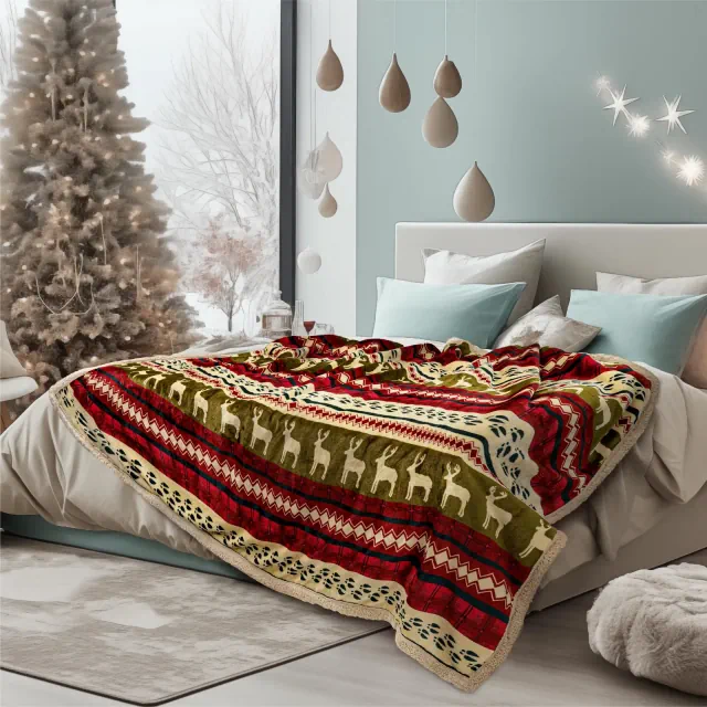 PAVILIA Premium Faux Shearling Fleece Throw Blanket for Bed, Reversible Warm Blanket for Couch Sofa, Red/Queen - 90x90