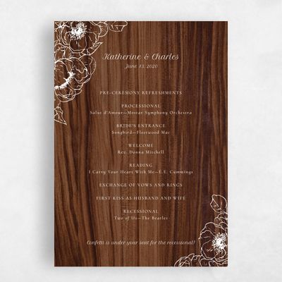 Walnut, Brown Wedding Program - Rooftop
