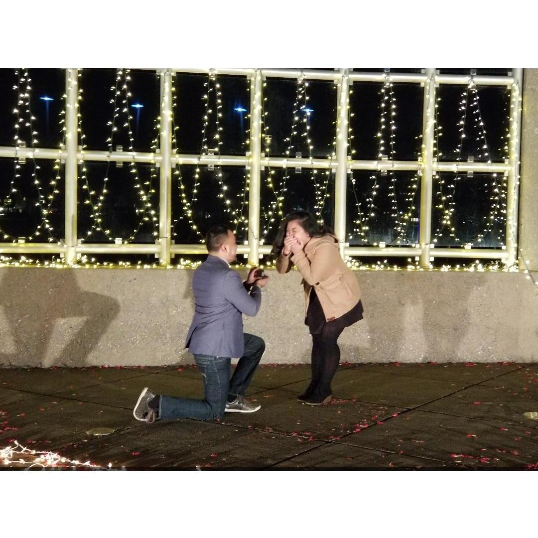 Estevan proposed with a long speech prepared and dropped down to one knee to ask Joyce to marry him. Joyce didn't hear anything he said because she was too excited to listen. Eventually, she said YES!