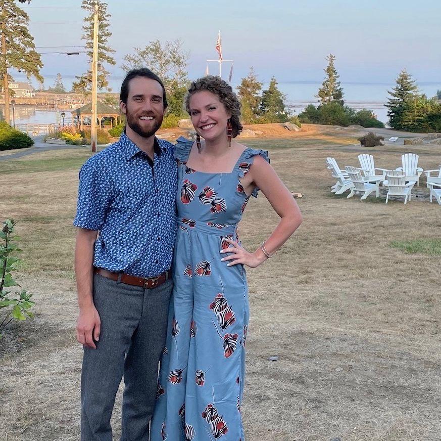 Here we are posing at Ben & Sandra's wedding in Newagen, Maine. Later that night, we jumped off the dock into the bioluminescent water -- a true spectacle!