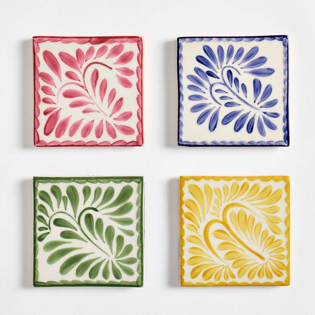 Puebla Porcelain Coasters, Mixed Set of 4 - Multi