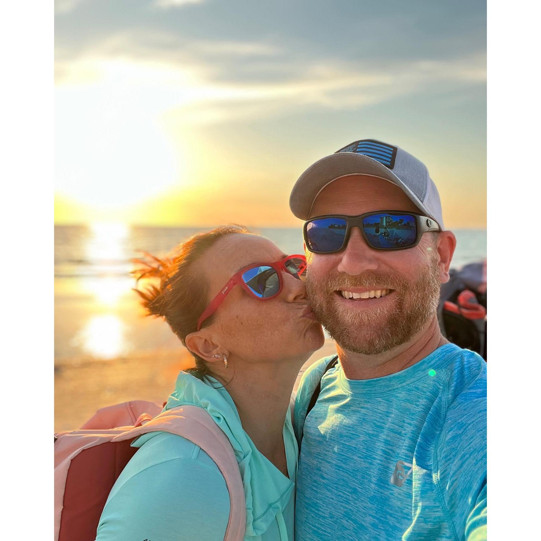 One of our many sunset beach visits