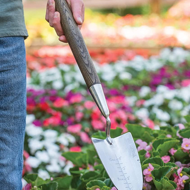 Burpee 26" Stainless Steel Durable Trowel with 20" Long Handle, 6" Shovel Head | Leather Strap for Hanging Storage | 10 Year Garden Tool Warranty