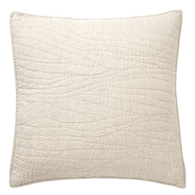 Belgian Flax Linen Handcrafted Quilted Sham, Flax, Euro, Set of 3