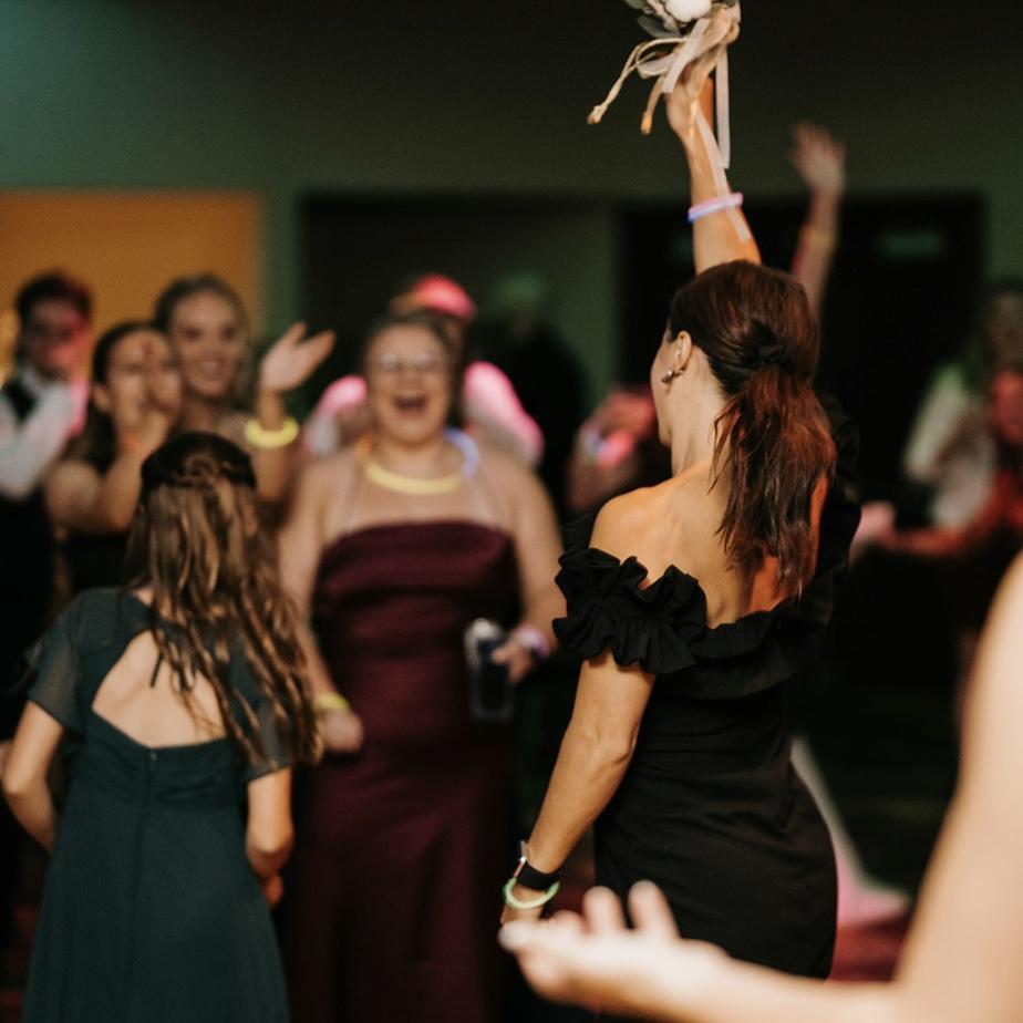 When Alyssa caught the bouquet at Marisa's wedding ;)