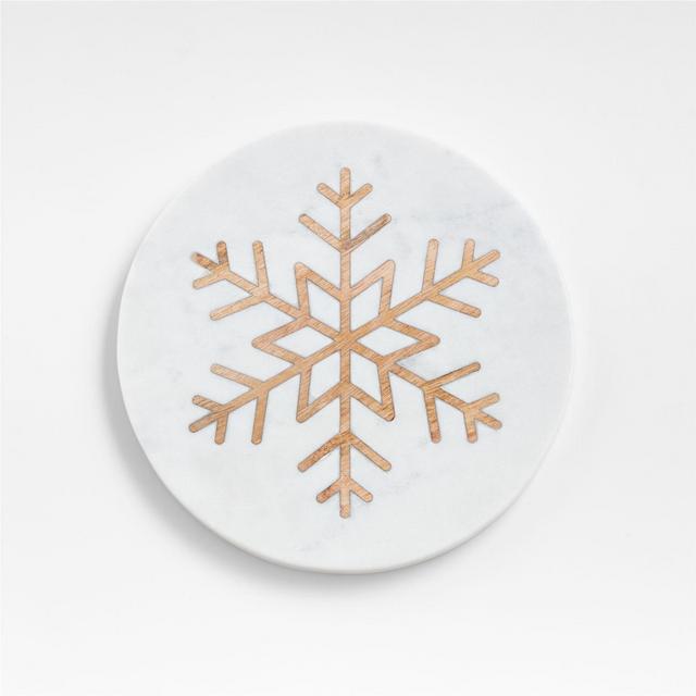 Marble and Wood Snowflake Trivet