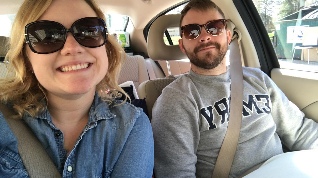April 2019 - our first photo together! Leaving Lauren’s apartment in Minnesota for the last time to move her and her cats to Arizona