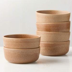 Drift Tan Soup Bowls with Reactive Glaze Set of 6 + Reviews | CB2