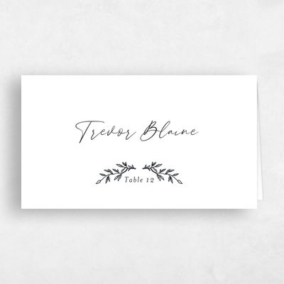 Ebony, White Wedding Place Card - Birchwood