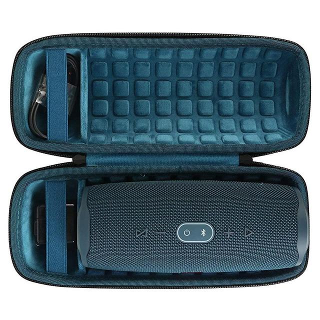 co2crea Hard Travel Case for JBL Charge 4 Waterproof Bluetooth Speaker (Ouside Black and Inside Blue)