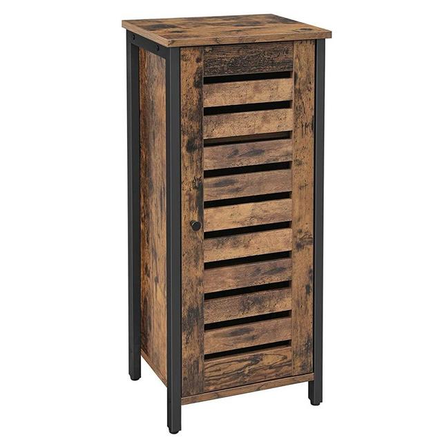 VASAGLE LOWELL Side Cabinet, Industrial Floor Cabinet with 2 Shelves, Freestanding Kitchen Storage Cabinet, Louvered Door, for Living Room, Hallway, Office, Bedroom, Rustic Brown ULSC35BX