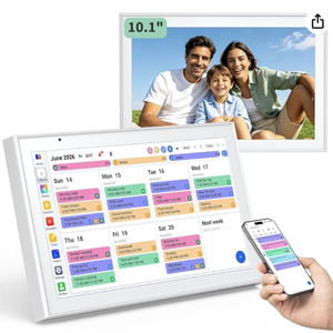 Digital Calendar, 10.1" Smart Touchscreen Electronic Family Calendar Organizer with Calendar Sync, Chore Chart, Meal Planner, To-Do Lists & Digital Photo Frame, Wall or Desk Mountable