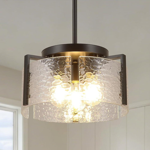Black Chandelier for Dining Room Light Fixture, 3-Light Glass Entryway Light Fixture, Adjustable Pendant Lights Kitchen Island Modern Farmhouse Kitchen Foyer Chandelier for Entryway, Bedroom, Bathroom