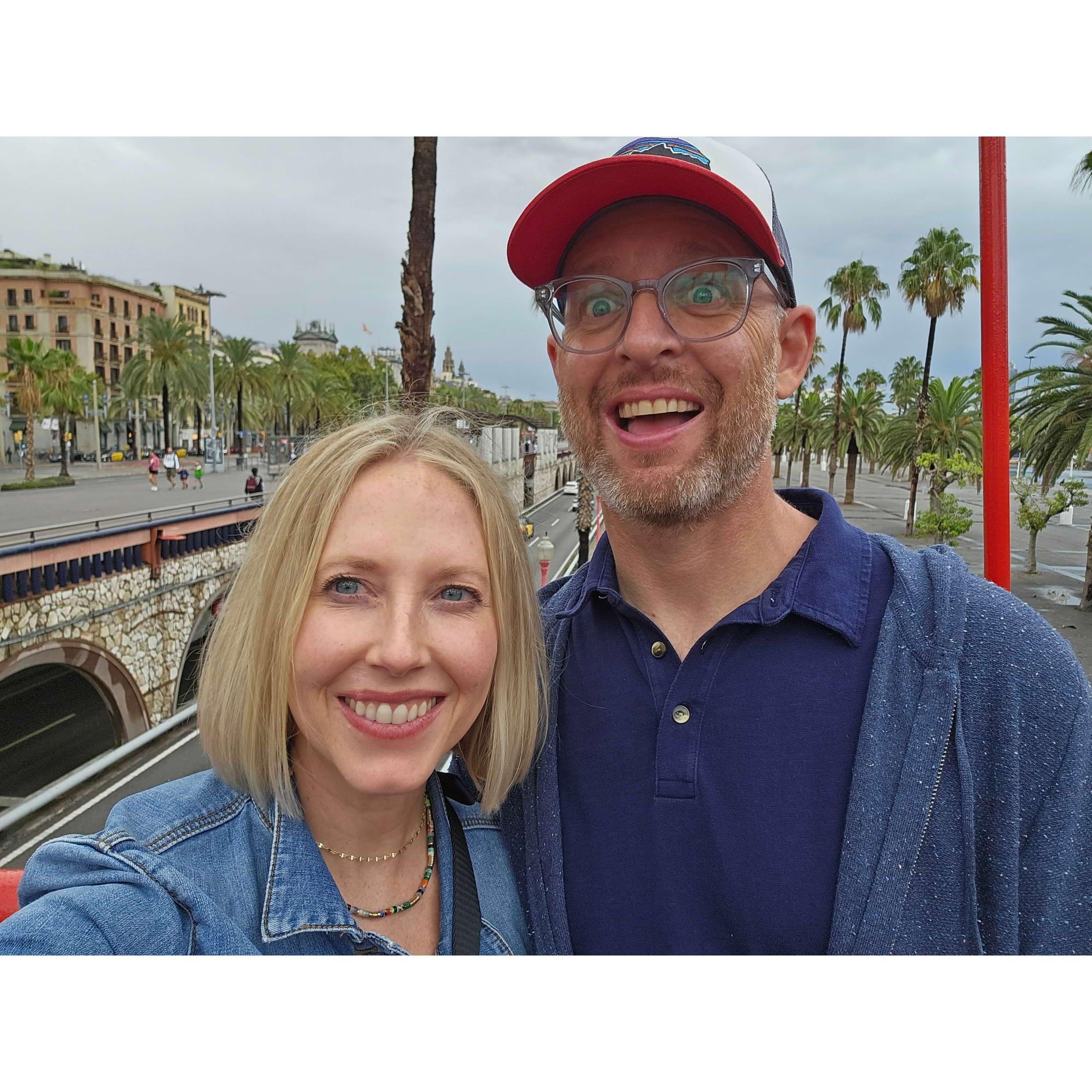 All smiles at the port in Barcelona, Spain - September 2023