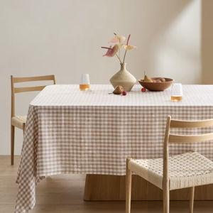 European Linen Gingham Tablecloth in Cafe