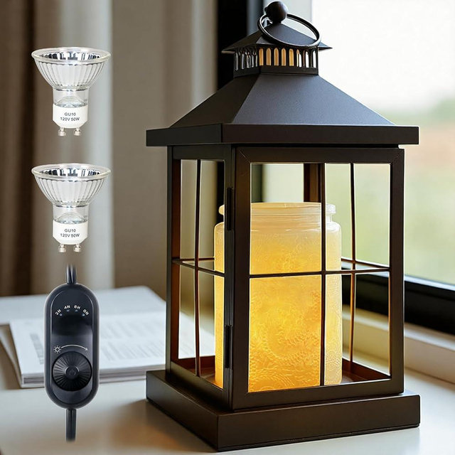 YKOEAROMA Candle Warmer Lamp with Timer,Lantern Warmer Compatible with 3 Wick Candles,Vintage Dimmable Lamp Candle Warmer Lantern Decor for Home Living Room Office Desk